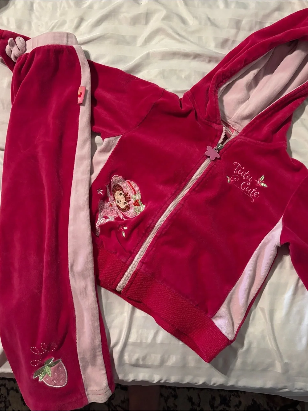 Y2K Strawberry Shortcake Velour Hoodie & Jogger Set